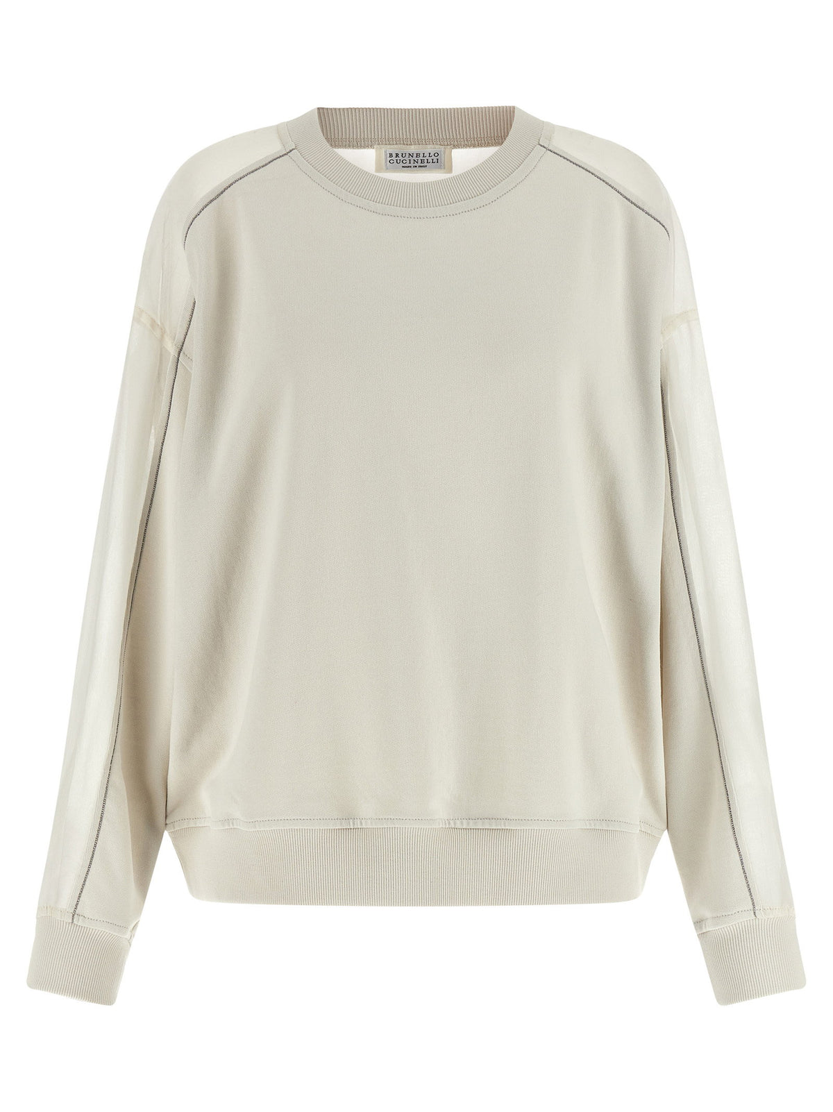 Brunello Cucinelli Organza And Monile Sweatshirt White