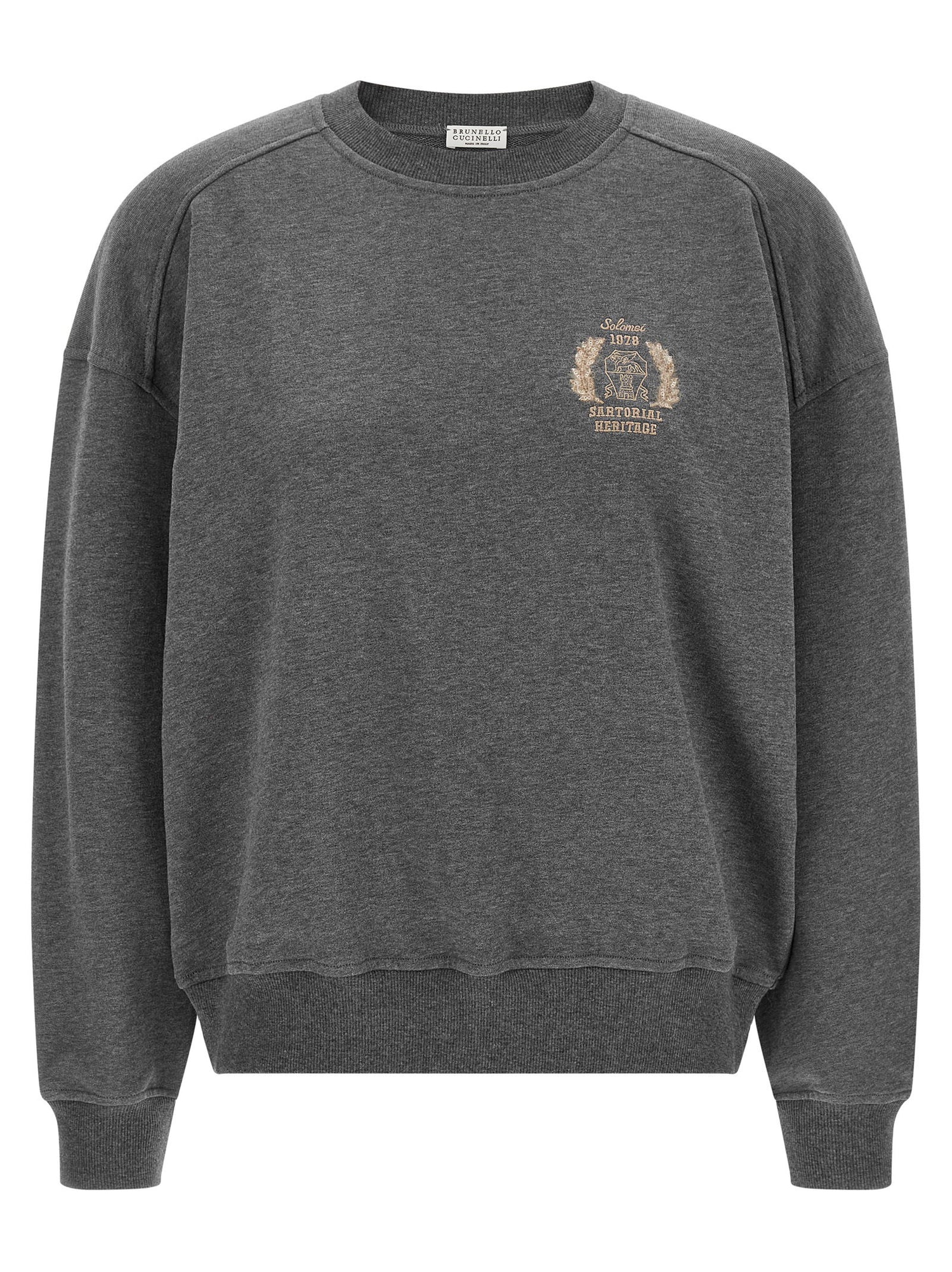 Brunello Cucinelli Coat Of Arms Embroidered Sweatshirt Gray