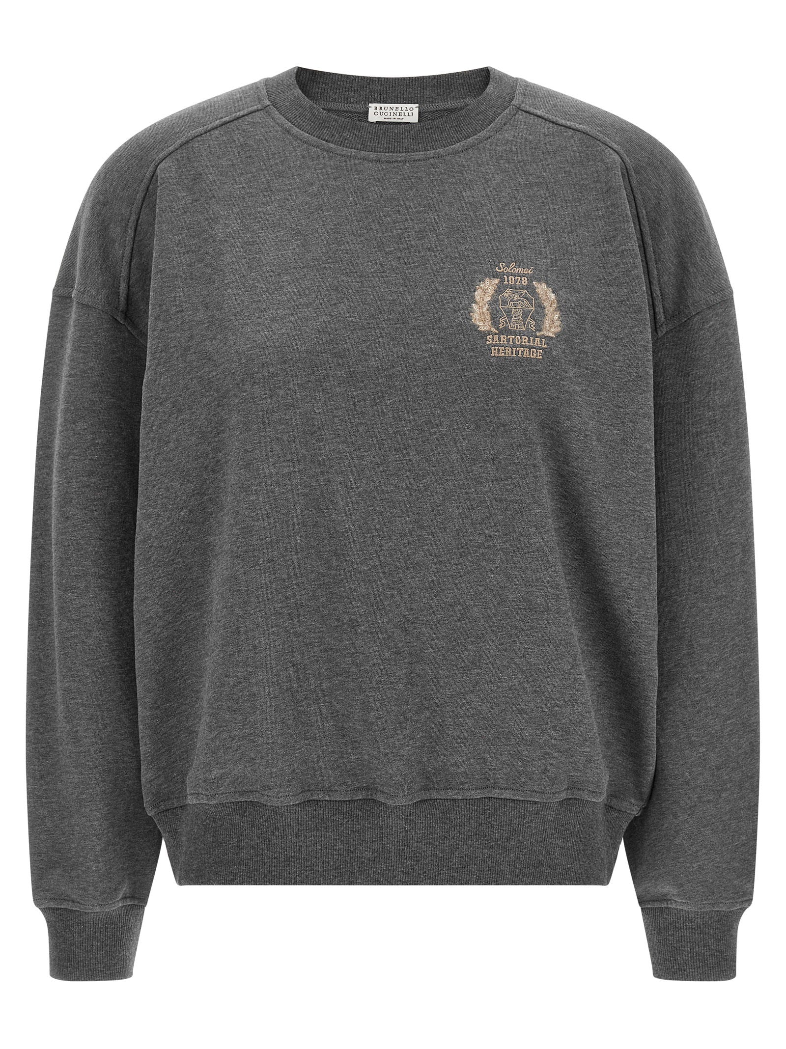 Brunello Cucinelli Coat Of Arms Embroidered Sweatshirt Gray