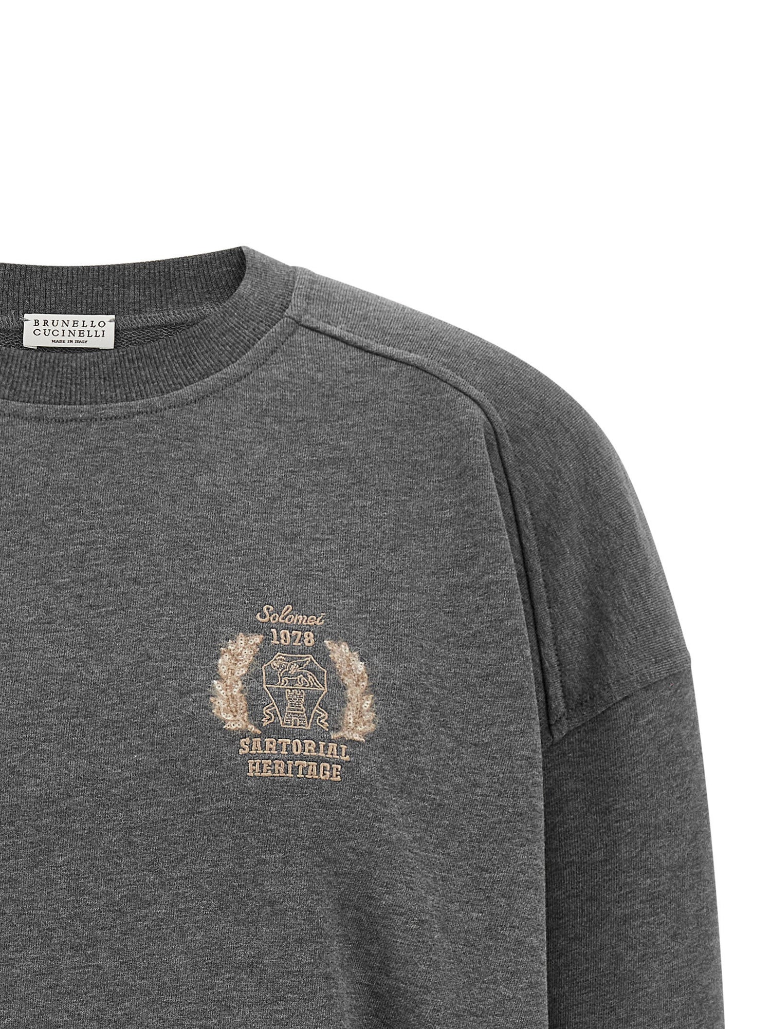 Brunello Cucinelli Coat Of Arms Embroidered Sweatshirt Gray