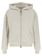 Brunello Cucinelli Shiny Zipper Pull Hoodie Beige