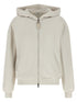 Brunello Cucinelli Shiny Zipper Pull Hoodie Beige