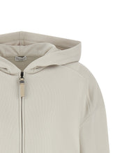 Brunello Cucinelli Shiny Zipper Pull Hoodie Beige