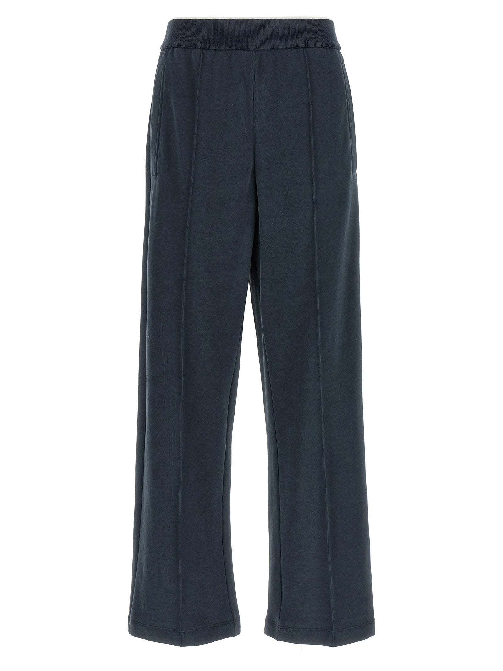 Brunello Cucinelli Joggers With Frontal Stitching Detail Blue