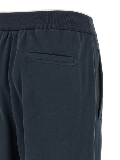 Brunello Cucinelli Joggers With Frontal Stitching Detail Blue