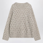 Brunello Cucinelli Beige Openwork Mohair-Blend Sweater with Sequins Beige