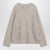 Brunello Cucinelli Beige Openwork Mohair-Blend Sweater with Sequins Beige