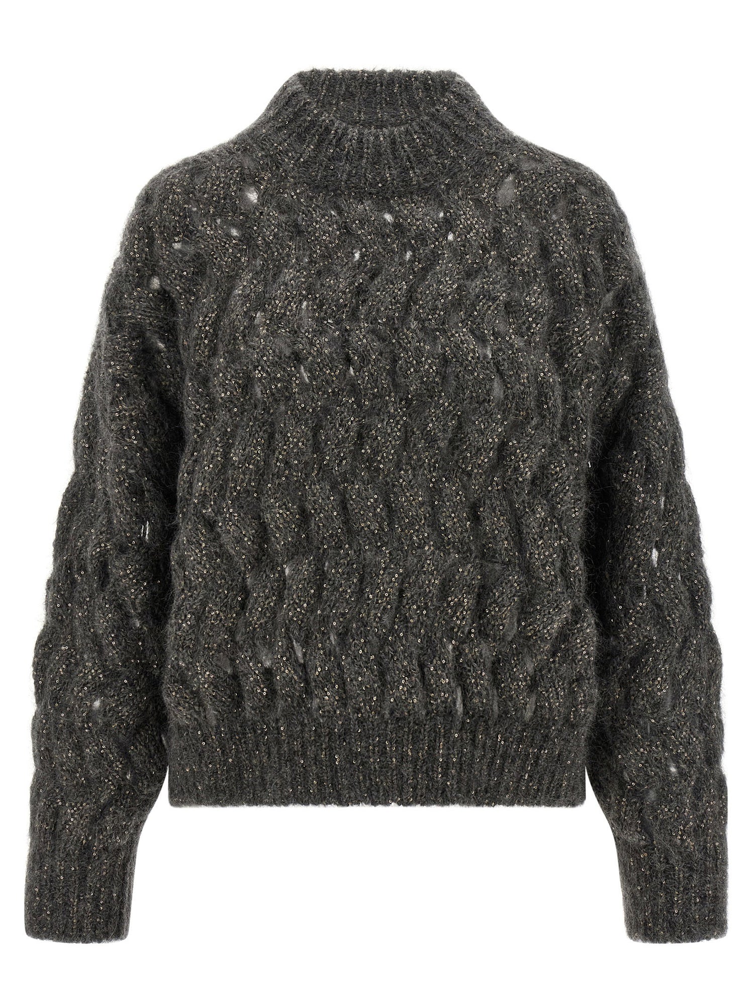 Brunello Cucinelli Dazzling Waves Sweater Gray
