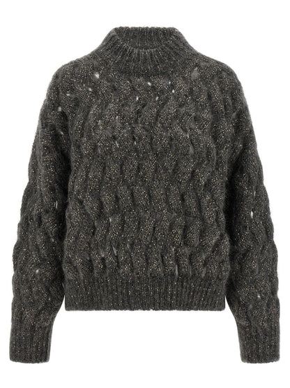 Brunello Cucinelli Dazzling Waves Sweater Gray