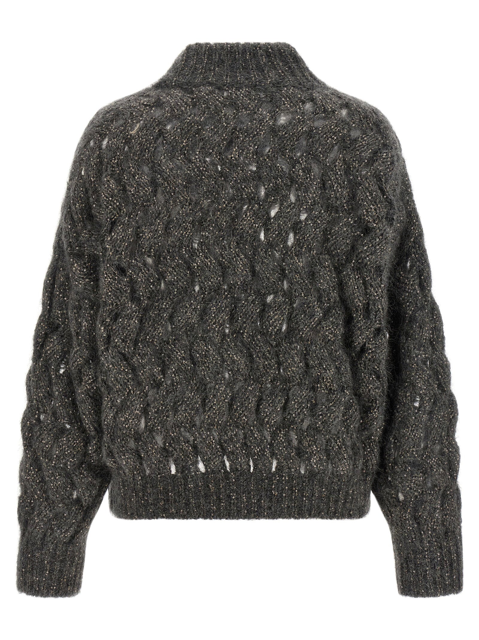 Brunello Cucinelli Dazzling Waves Sweater Gray