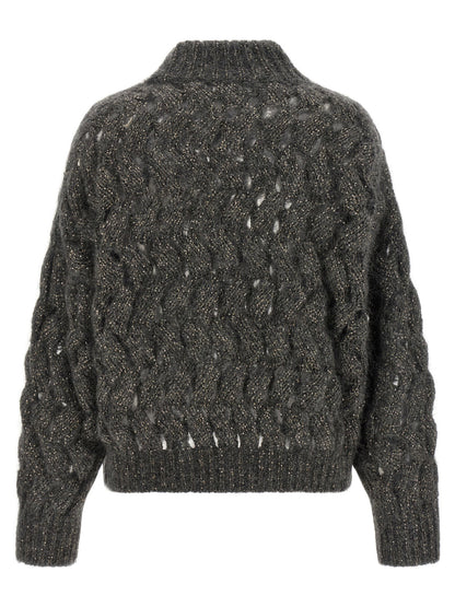 Brunello Cucinelli Dazzling Waves Sweater Gray