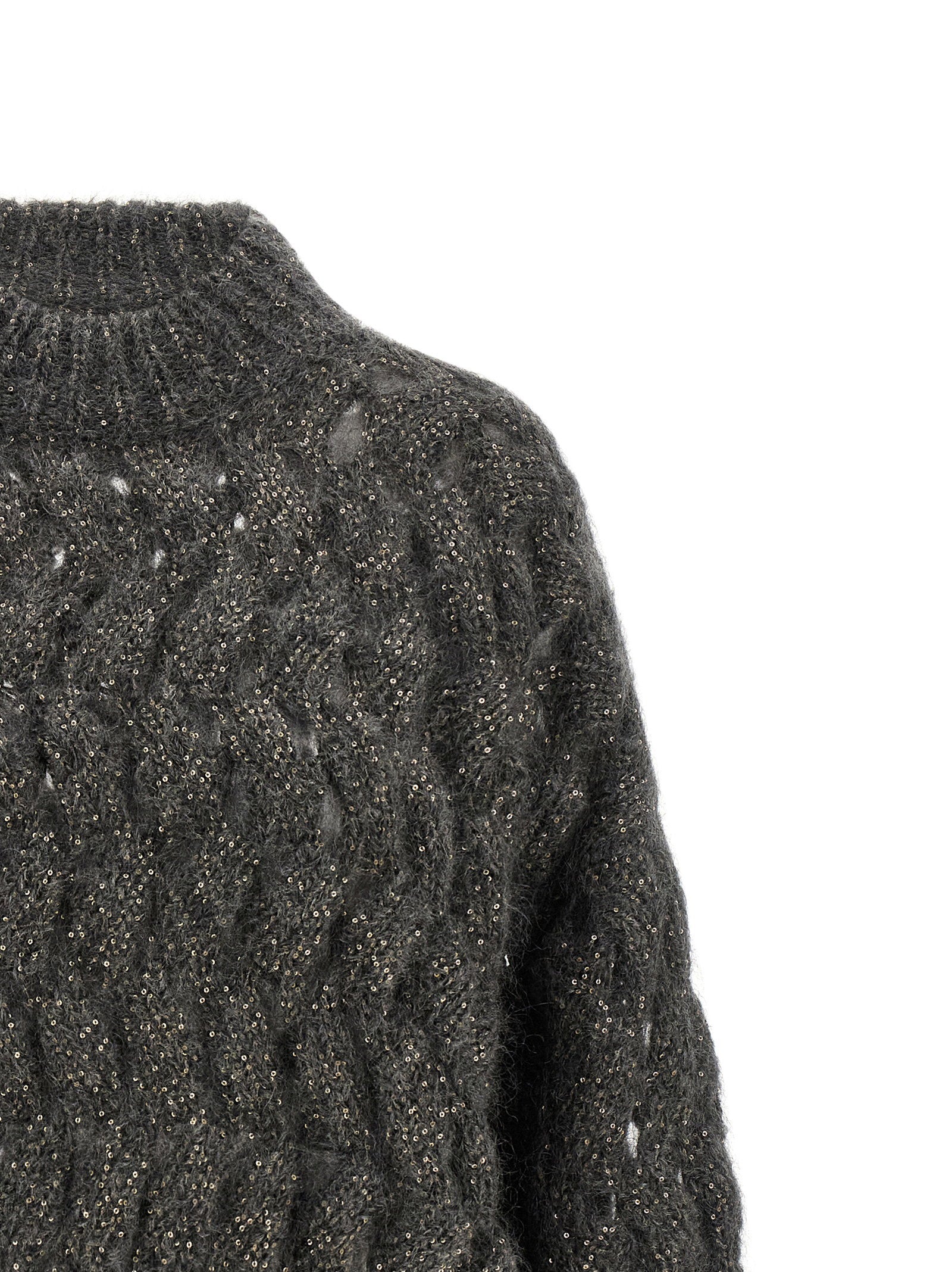 Brunello Cucinelli Dazzling Waves Sweater Gray