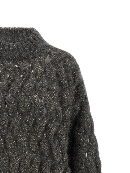 Brunello Cucinelli Dazzling Waves Sweater Gray