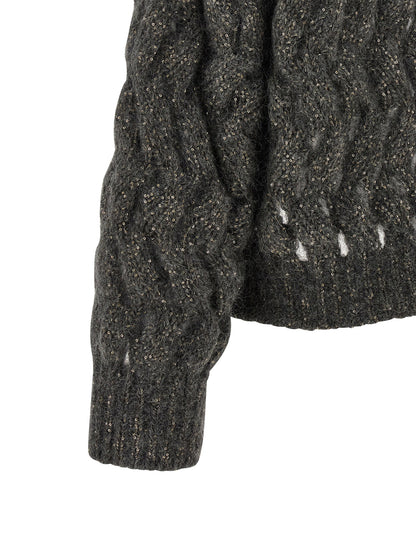 Brunello Cucinelli Dazzling Waves Sweater Gray