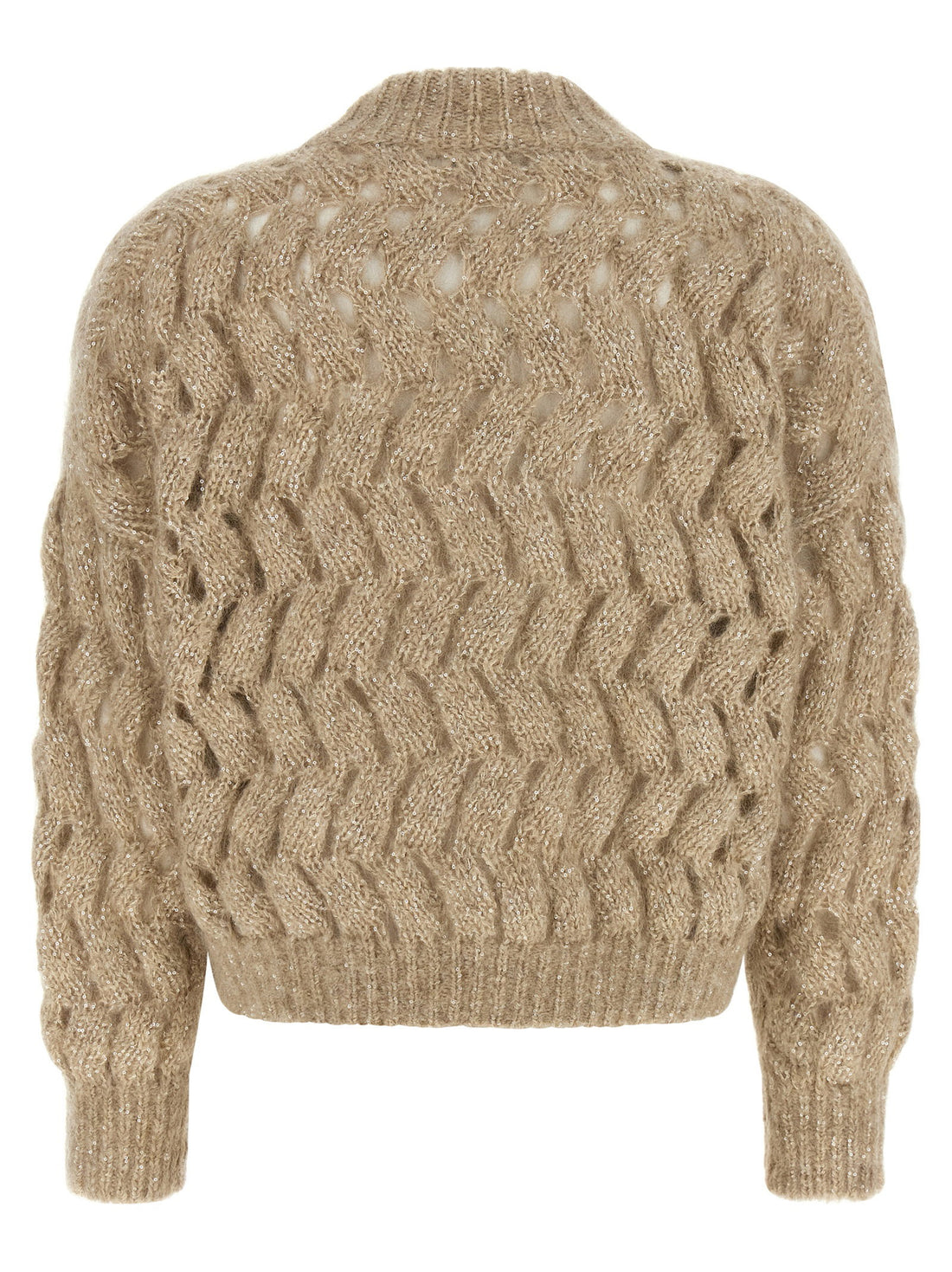 Brunello Cucinelli Dazzling Waves Sweater Beige