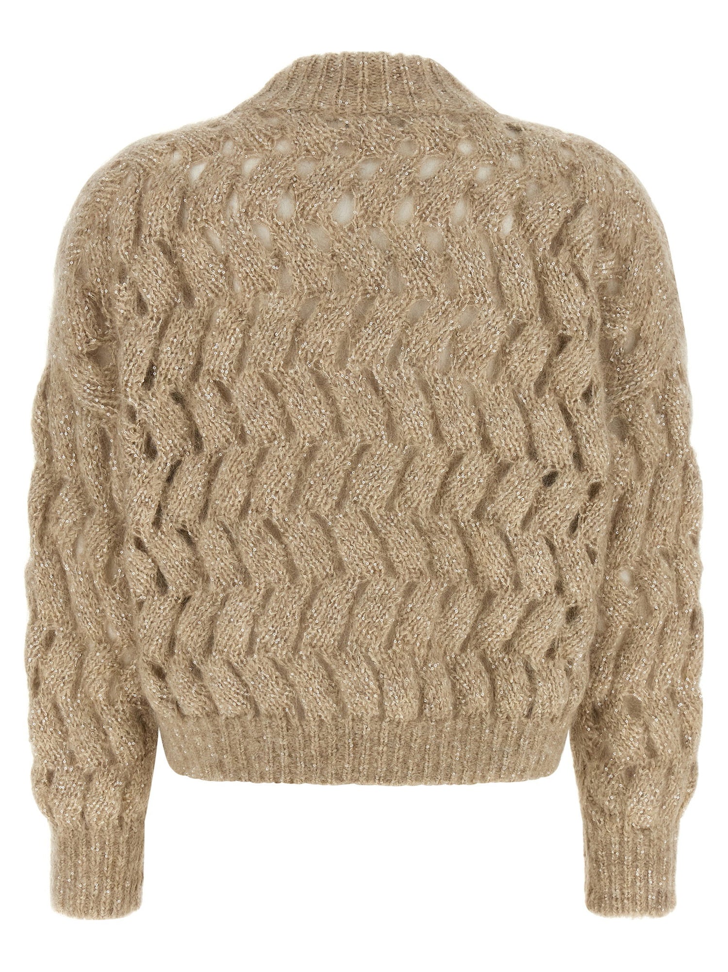 Brunello Cucinelli Dazzling Waves Sweater Beige