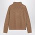 Max Mara Camel Cable Knit Turtleneck Sweater Beige