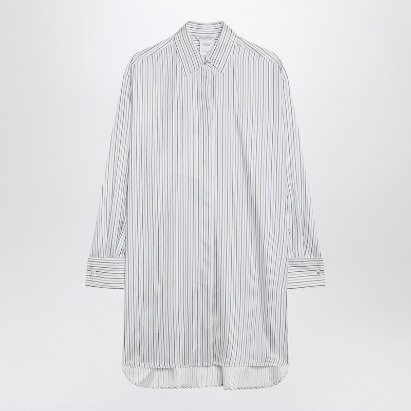 Max Mara Oversized Striped Silk Shirt Brown