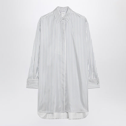 Max Mara Oversized Striped Silk Shirt Brown