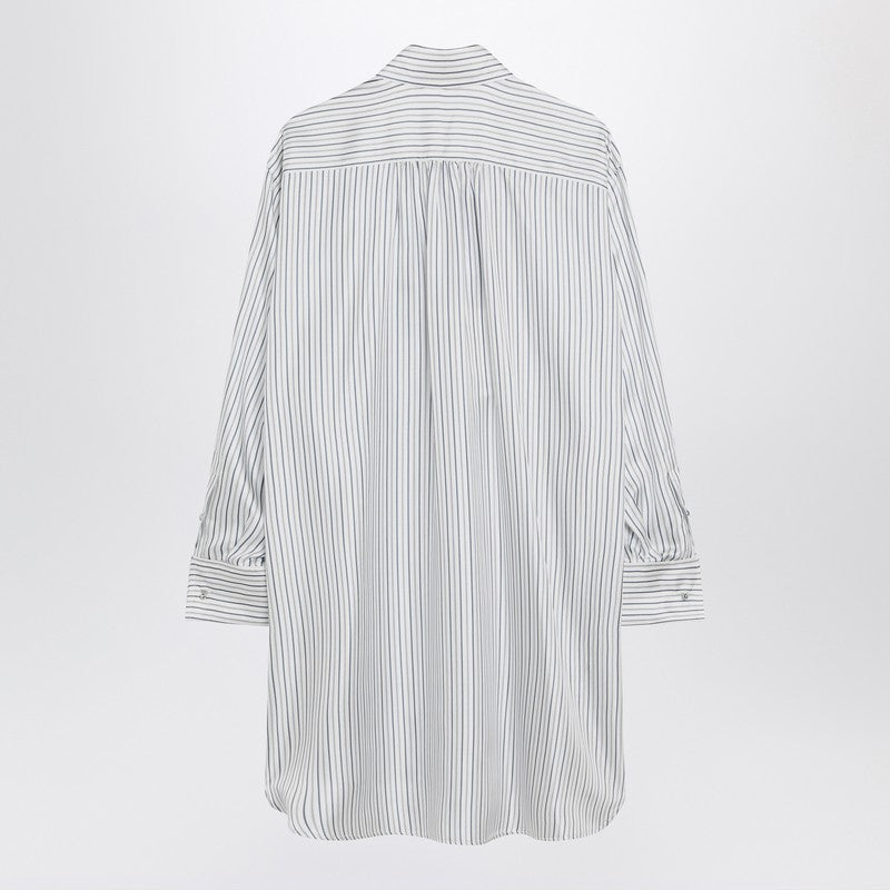 Max Mara Oversized Striped Silk Shirt Brown