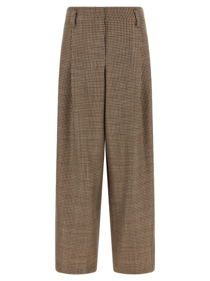 Brunello Cucinelli Prince Of Wales Lamé Pants Brown