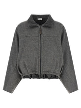 Brunello Cucinelli Shiny Zipper Pull Jacket Gray