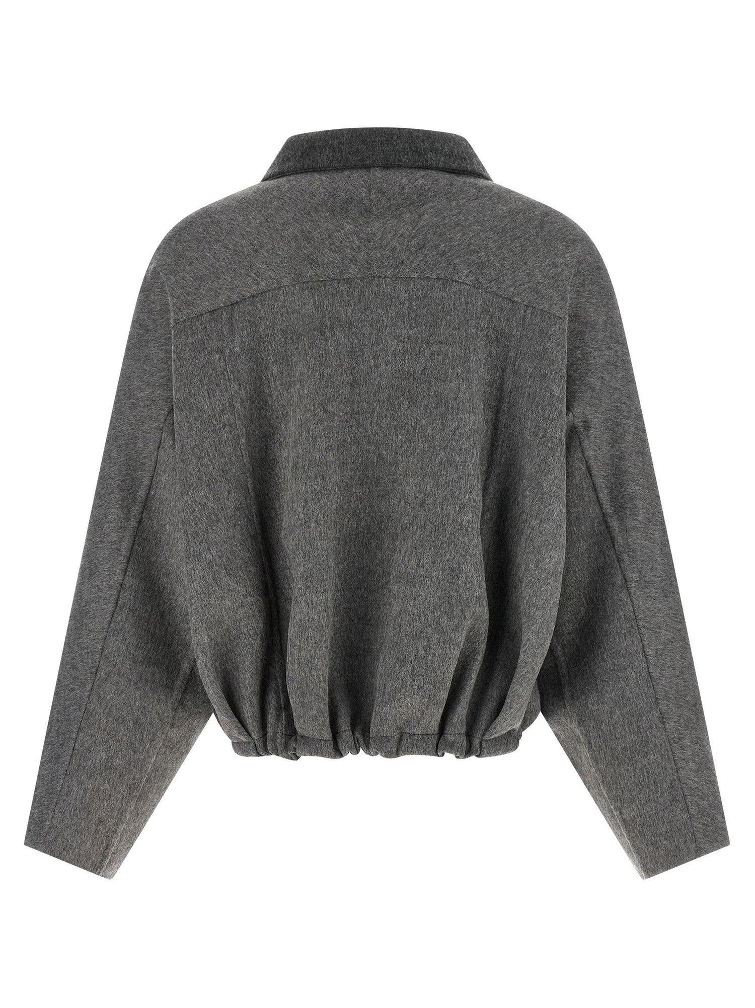 Brunello Cucinelli Shiny Zipper Pull Jacket Gray