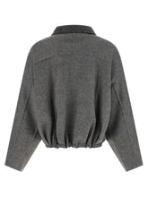 Brunello Cucinelli Shiny Zipper Pull Jacket Gray