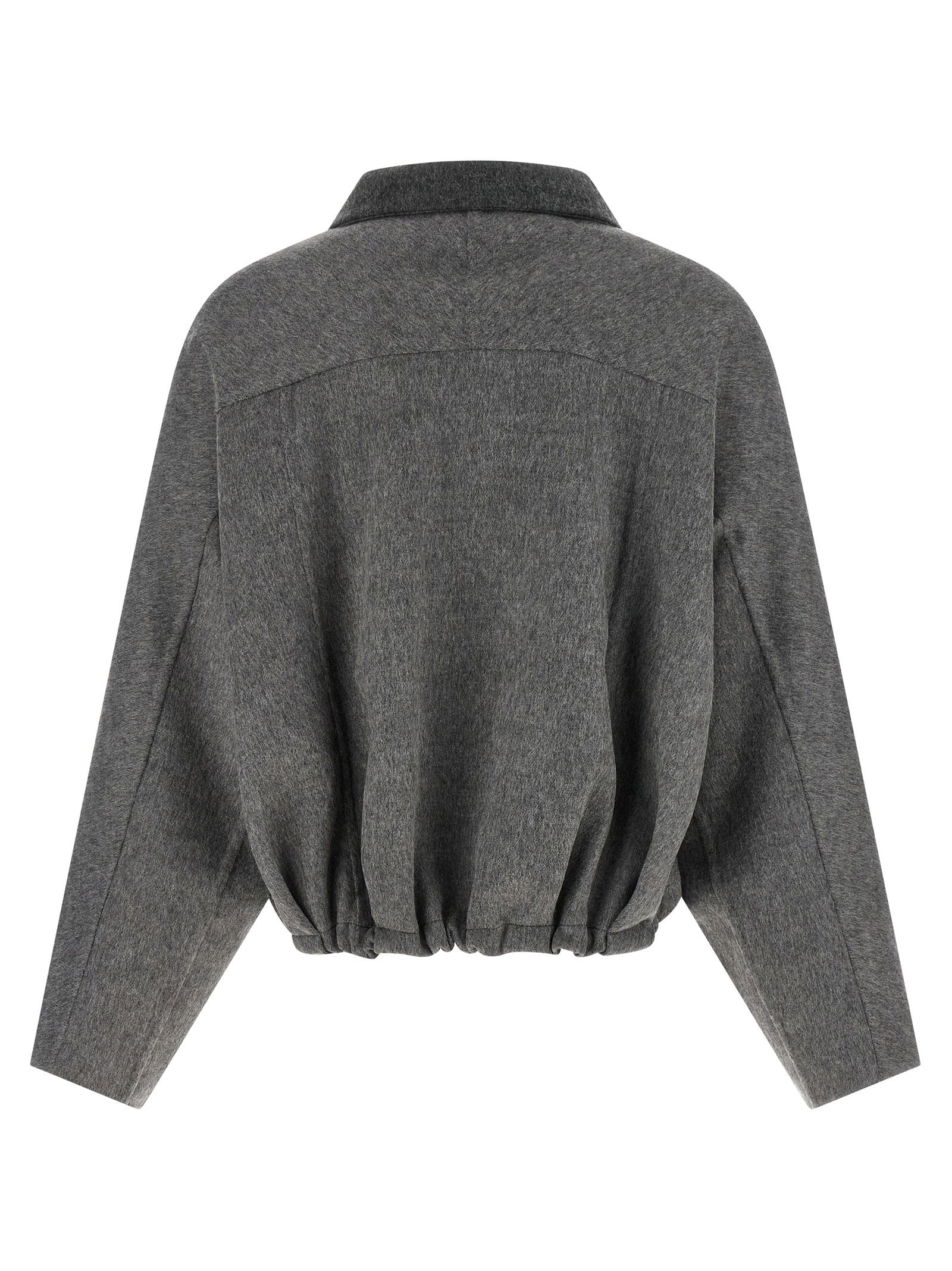 Brunello Cucinelli Shiny Zipper Pull Jacket Gray