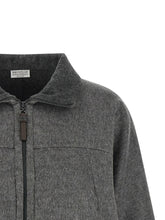 Brunello Cucinelli Shiny Zipper Pull Jacket Gray