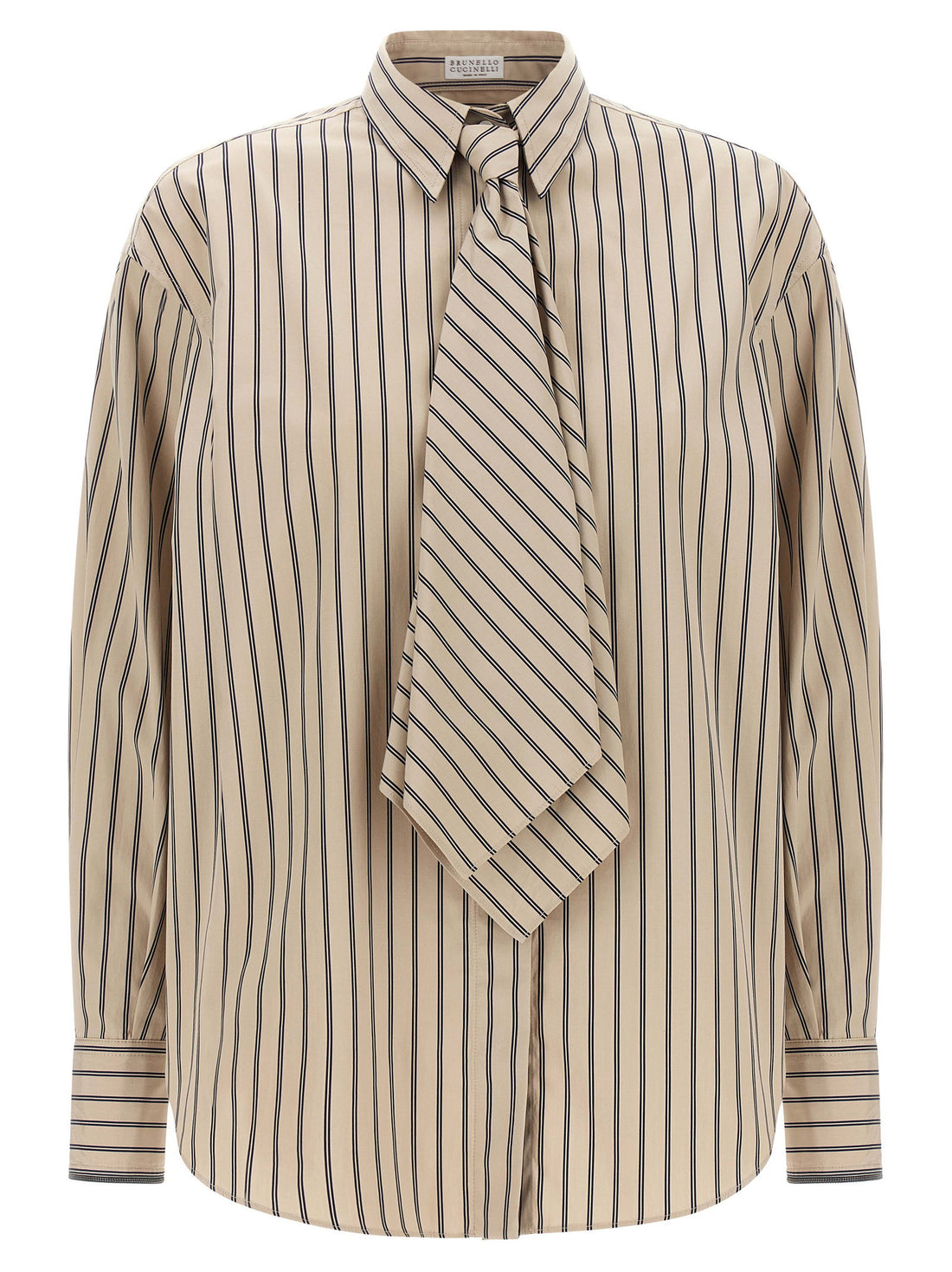 Brunello Cucinelli Shirt With Tie Beige