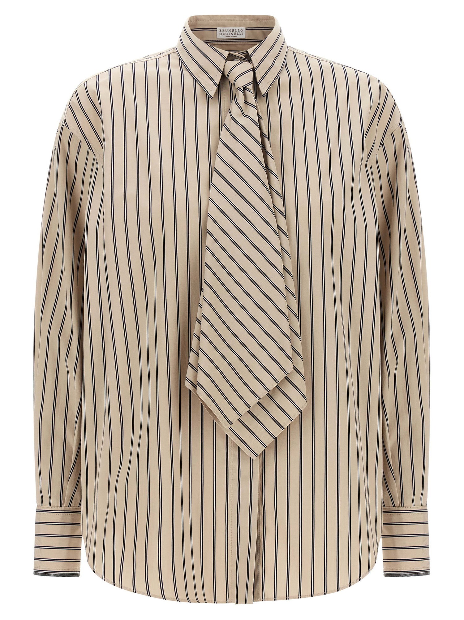Brunello Cucinelli Shirt With Tie Beige