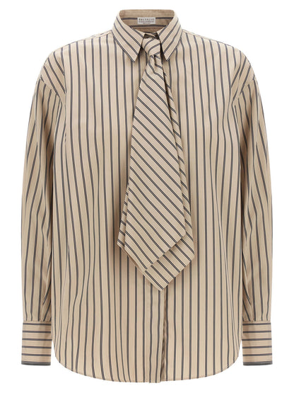 Brunello Cucinelli Shirt With Tie Beige