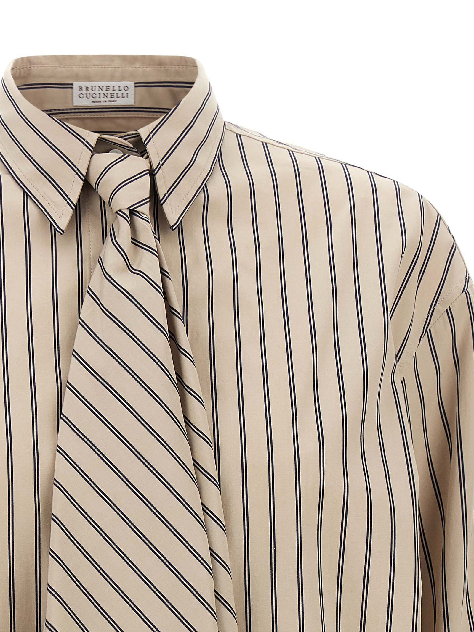 Brunello Cucinelli Shirt With Tie Beige