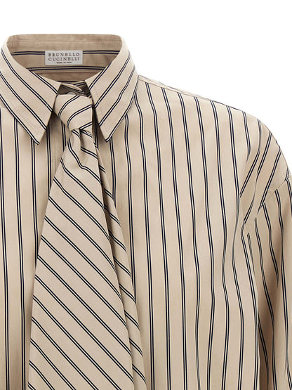 Brunello Cucinelli Shirt With Tie Beige