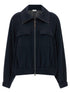 Brunello Cucinelli Shiny Zipper Pull Sweatshirt Blue
