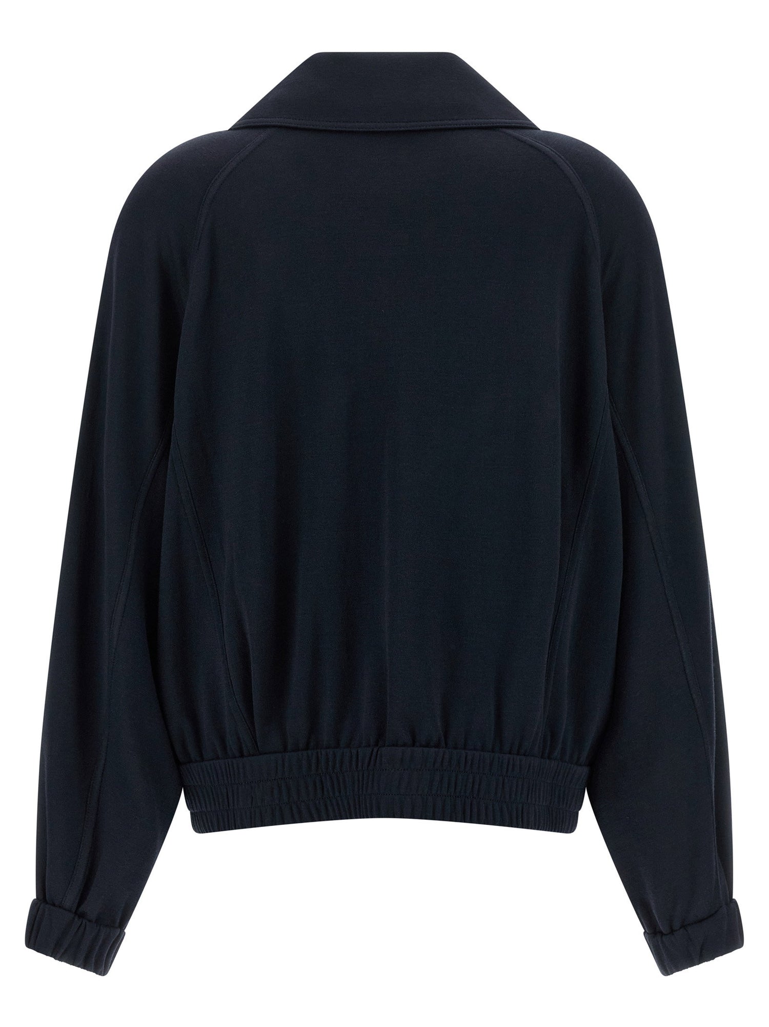 Brunello Cucinelli Shiny Zipper Pull Sweatshirt Blue