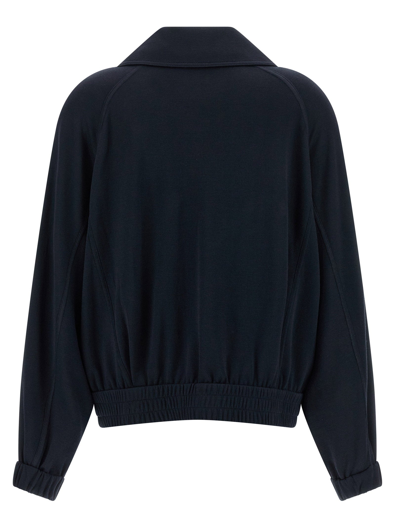Brunello Cucinelli Shiny Zipper Pull Sweatshirt Blue