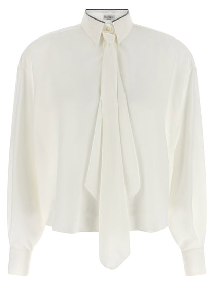 Brunello Cucinelli Shiny Collar Shirt White