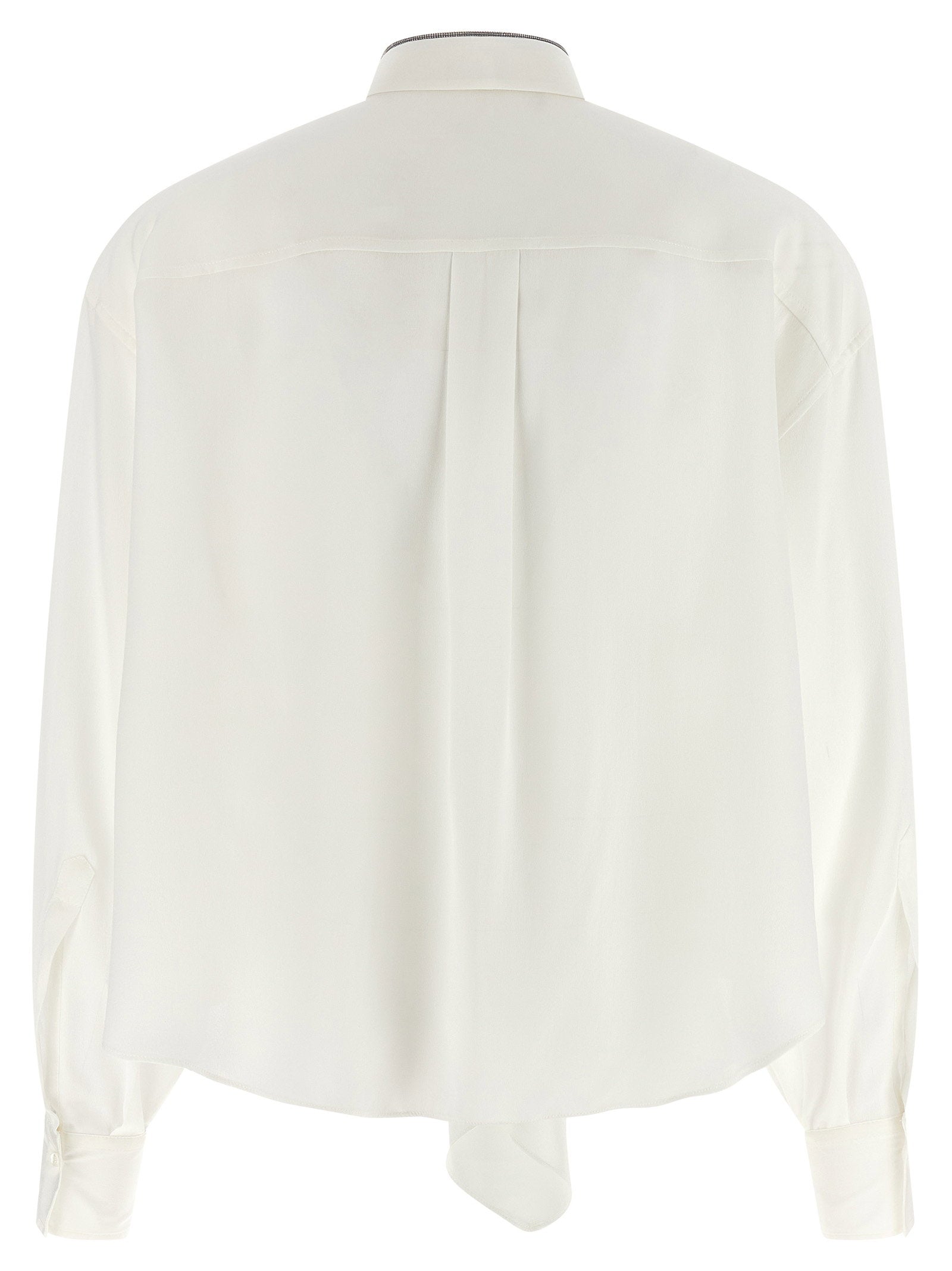 Brunello Cucinelli Shiny Collar Shirt White