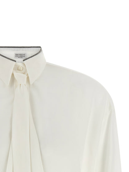 Brunello Cucinelli Shiny Collar Shirt White