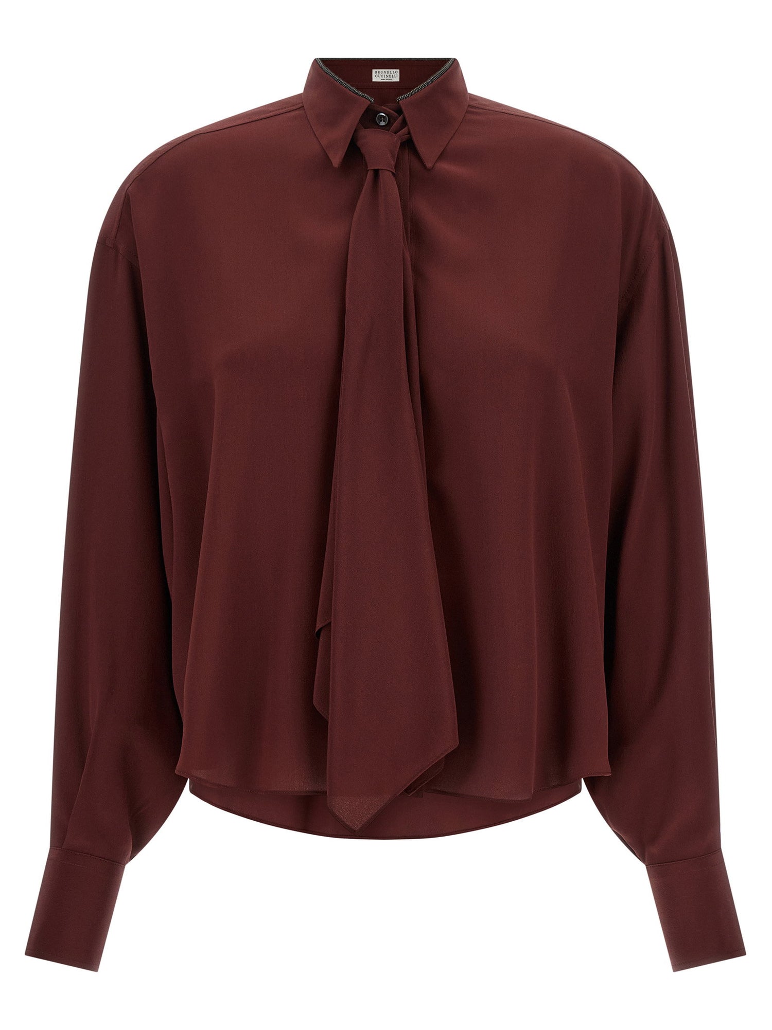 Brunello Cucinelli Shiny Collar Shirt Bordeaux