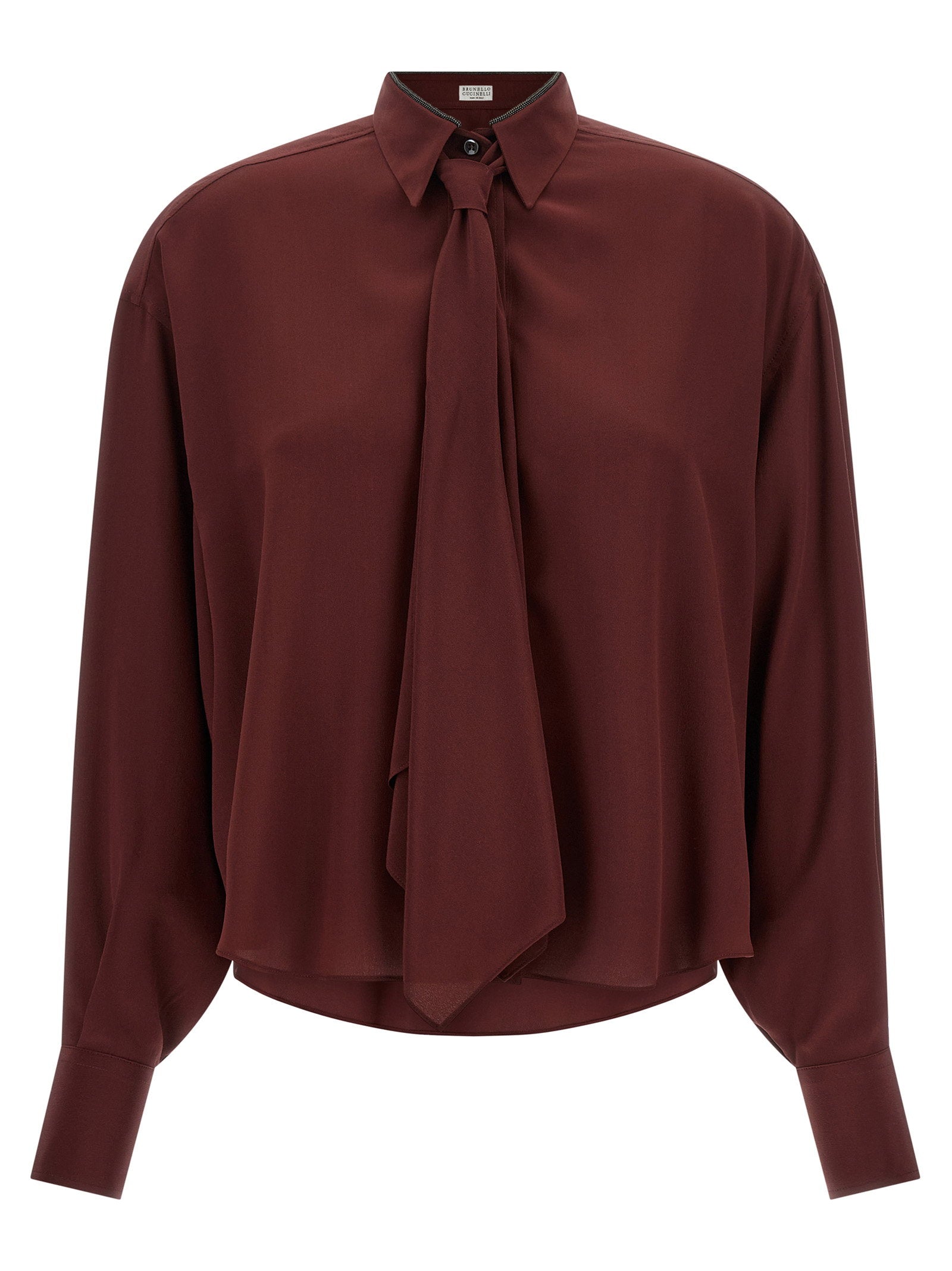 Brunello Cucinelli Shiny Collar Shirt Bordeaux