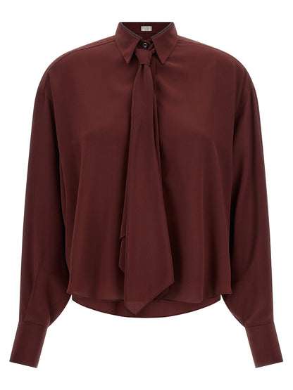 Brunello Cucinelli Shiny Collar Shirt Bordeaux