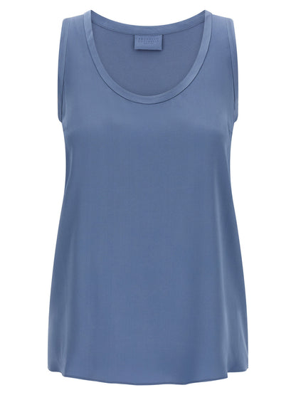 Brunello Cucinelli Satin Top Blue
