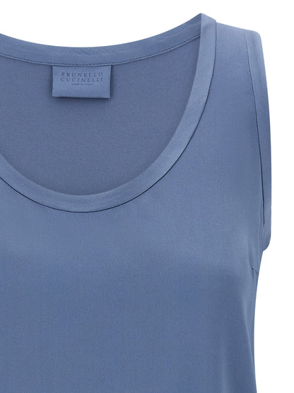 Brunello Cucinelli Satin Top Blue