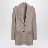 Brunello Cucinelli Light Suede Single-Breasted Blazer Brown