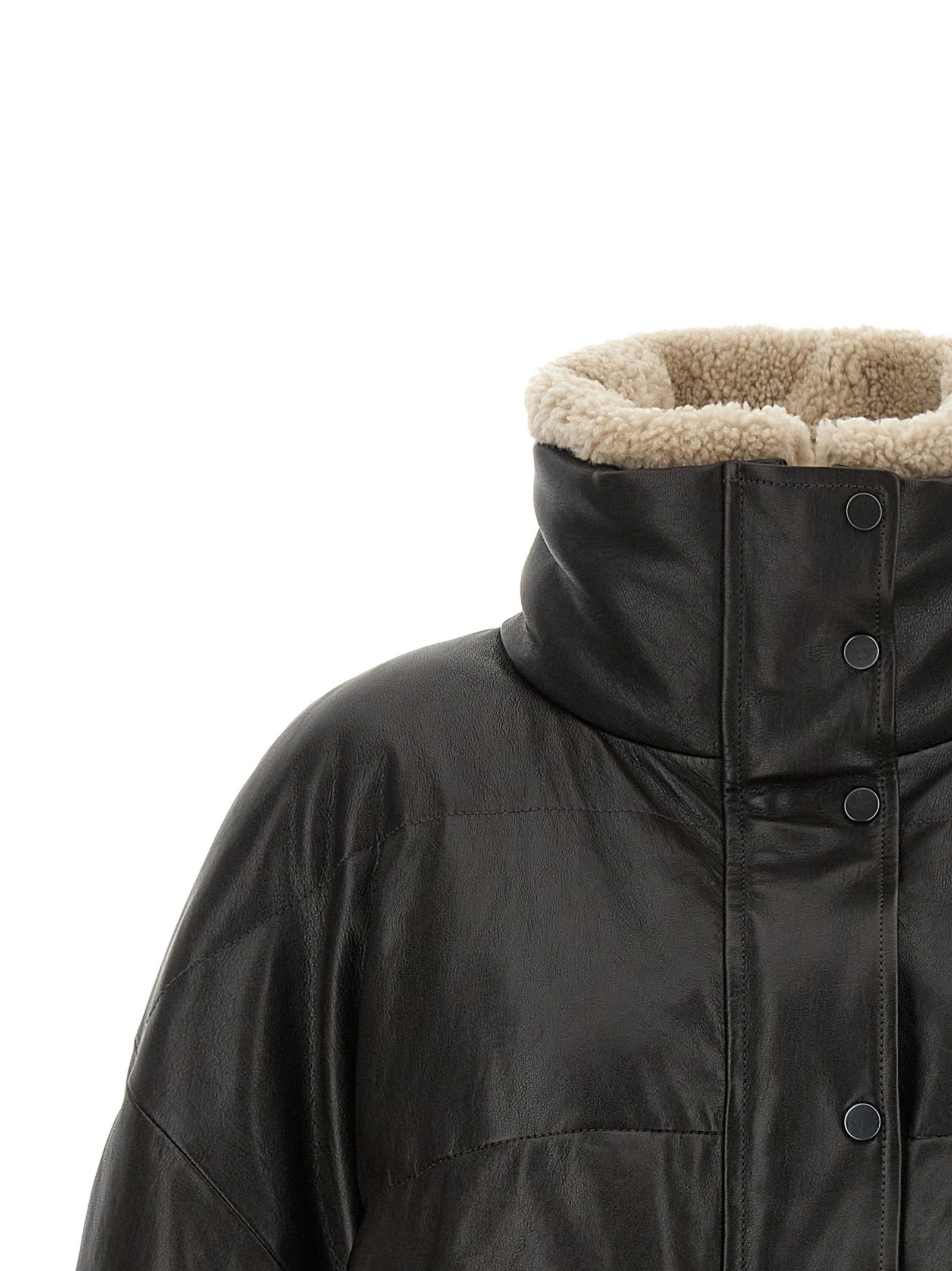 Brunello Cucinelli Padded Leather Jacket Brown