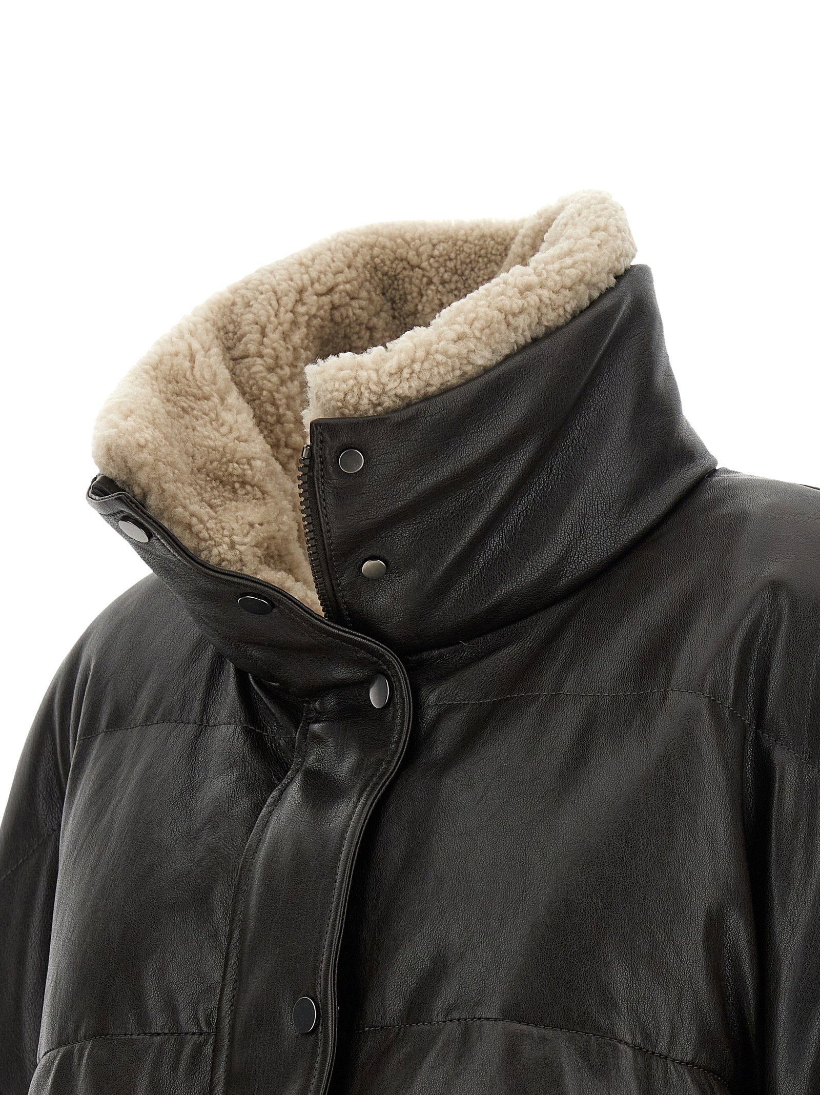 Brunello Cucinelli Padded Leather Jacket Brown