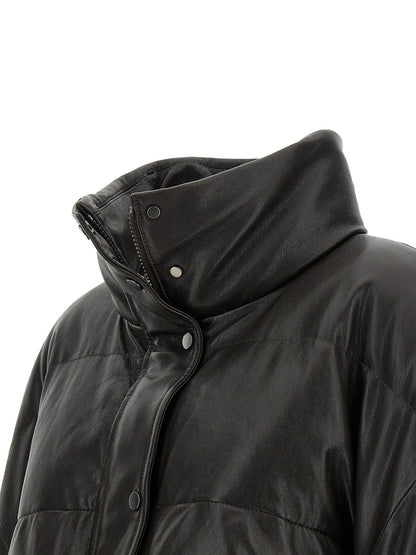Brunello Cucinelli Padded Leather Jacket Brown